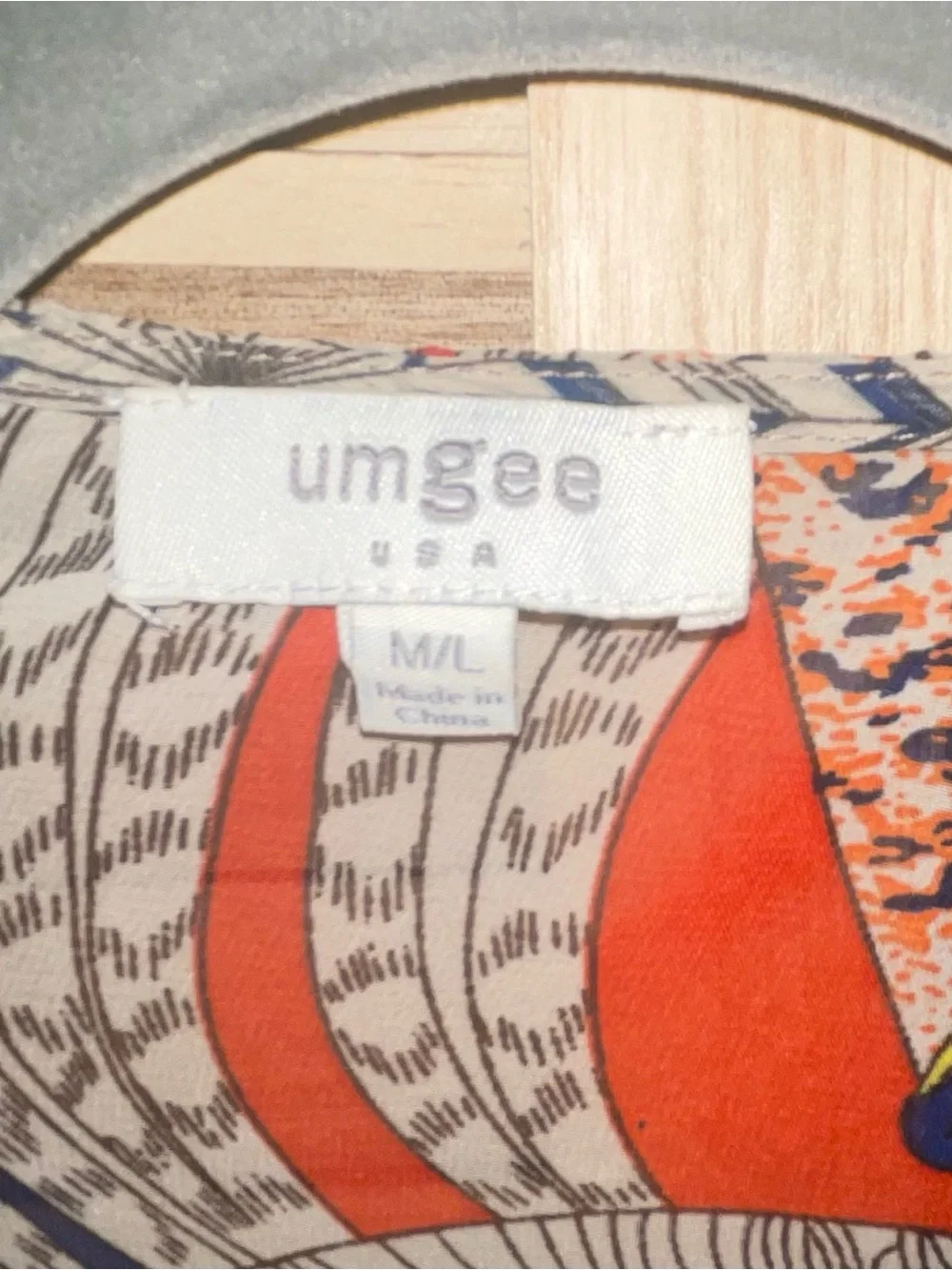 Umgee Oversized Boho Print Open Front Kimono Pom Pom Trim M/L Western